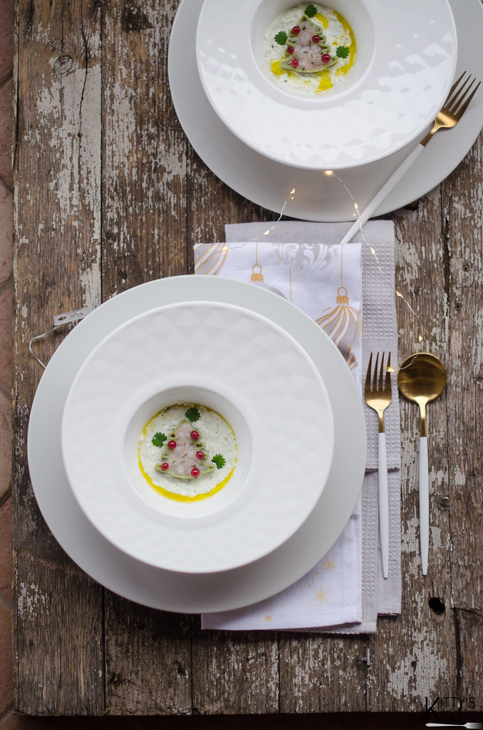 alberelli di pasta con burrata e gamberi
