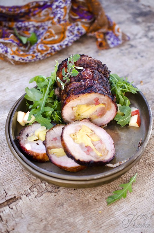 Arista al bbq con mele e prosciutto
