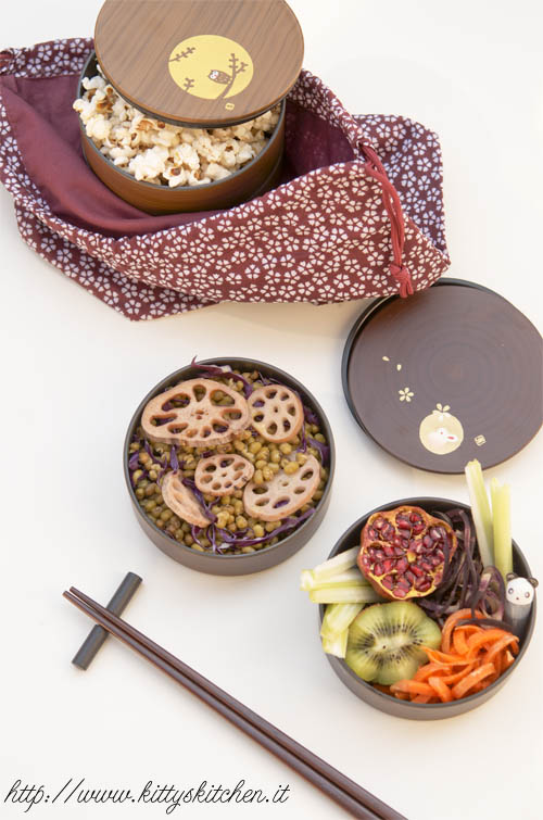 Bento azuki verdi e loto