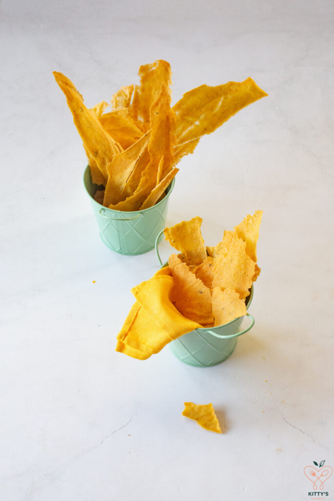 chips di mais e lenticchie rosse