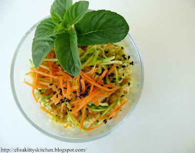 Cous cous di verdure con menta glaciale e sesamo nero