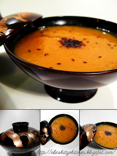 Crema di zucca con wasabi e sesamo nero