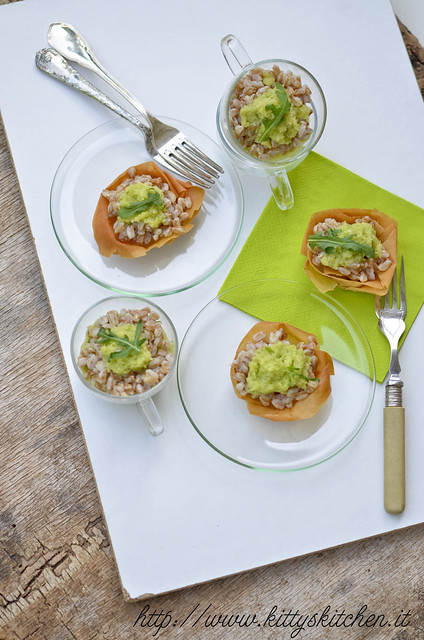 Farro e asparagi, finger food