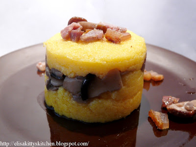 Polentina con funghi e guanciale croccante