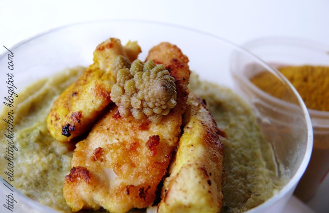 Pollo ras el hanout su crema di cavolfiore allo zafferano