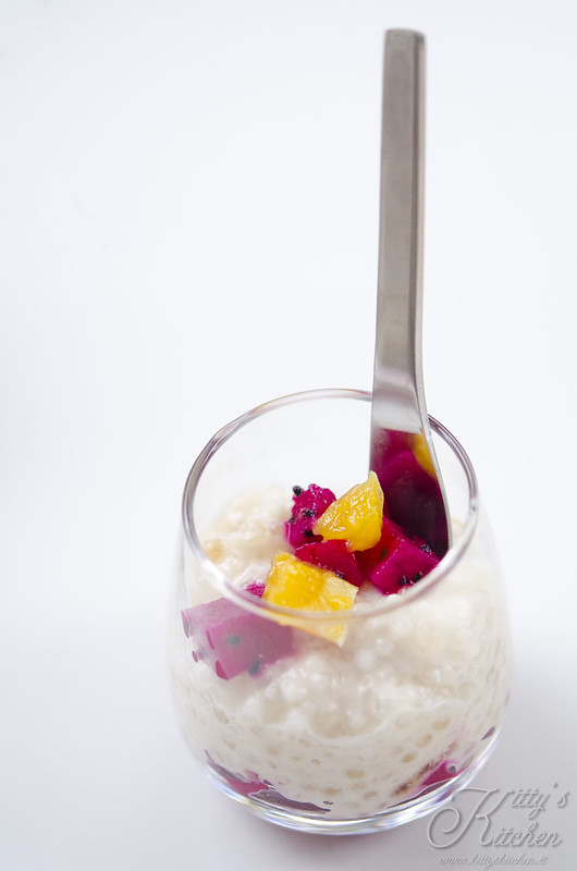 Pudding di tapioca con Pitaya e arancia