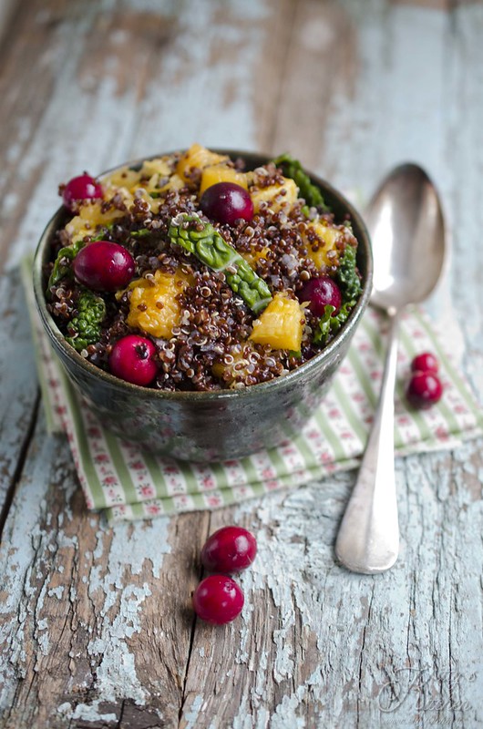 Quinoa rossa con cavolo zucca e cranberries