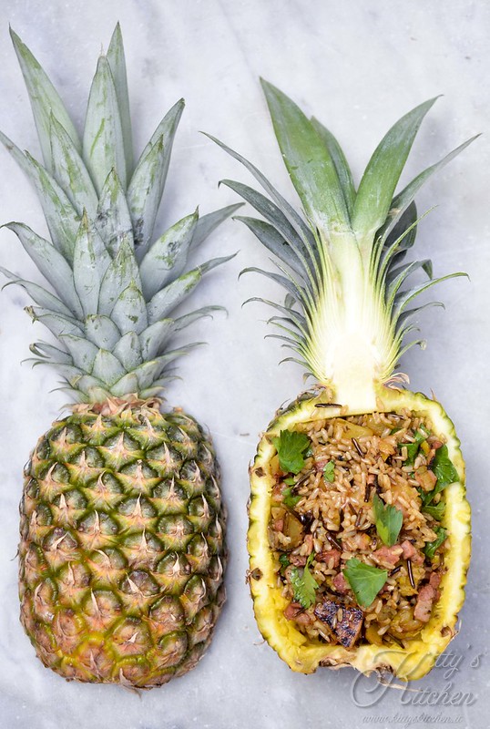 Riso saltato con Ananas, Pancetta e Porri