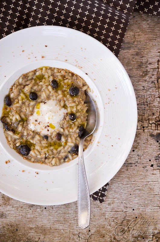 Risotto ai funghi con Stracchinato di capra e Nocciole