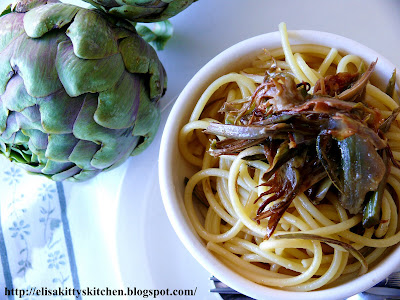Spaghetti con carciofi croccanti e citronette allo zenzero