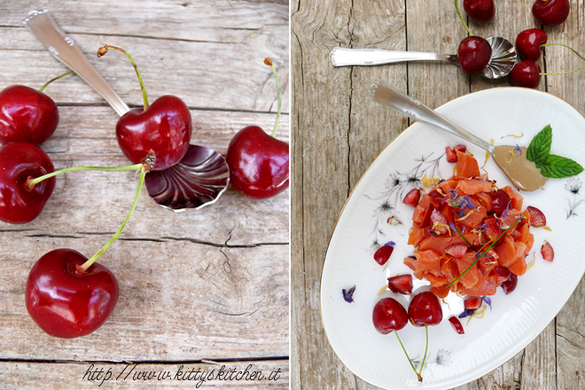 Tartare di salmone selvaggio, ciliegie di Marostica e salsa tahin alla menta & #vicenzaqualità