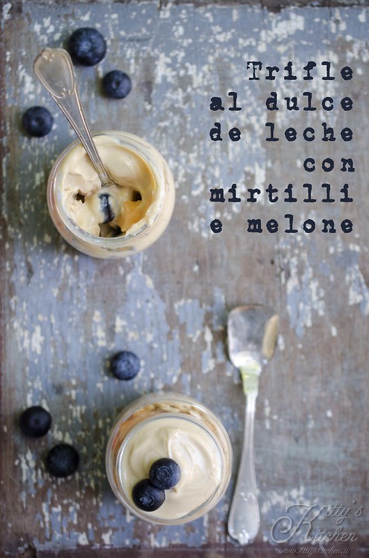 Trifle al dulce de leche mirtilli e melone