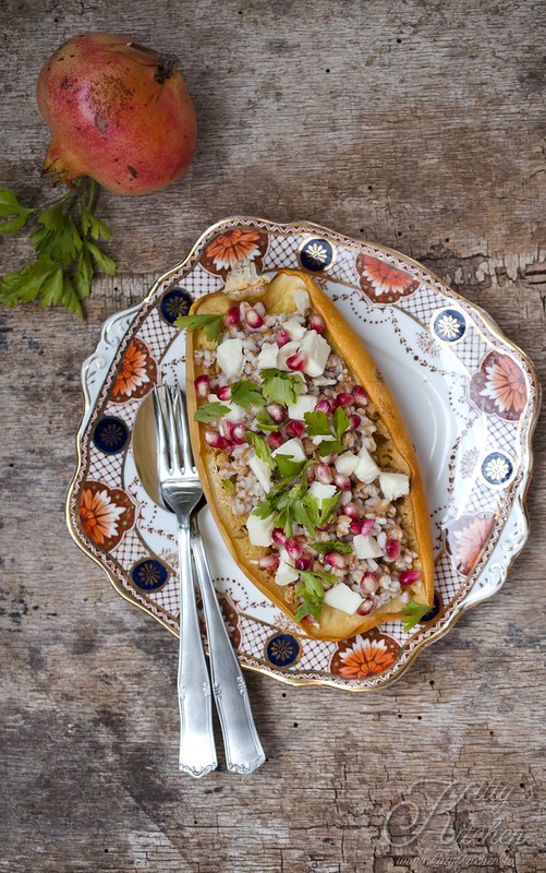 Zucca al farro, melograno e provola