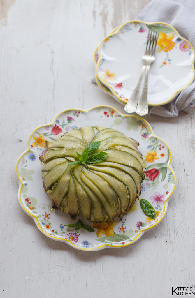 Zuccotto con zucchine fave e menta