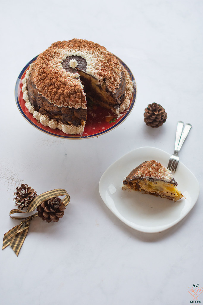 zuccotto di pandoro alla crema e cioccolato